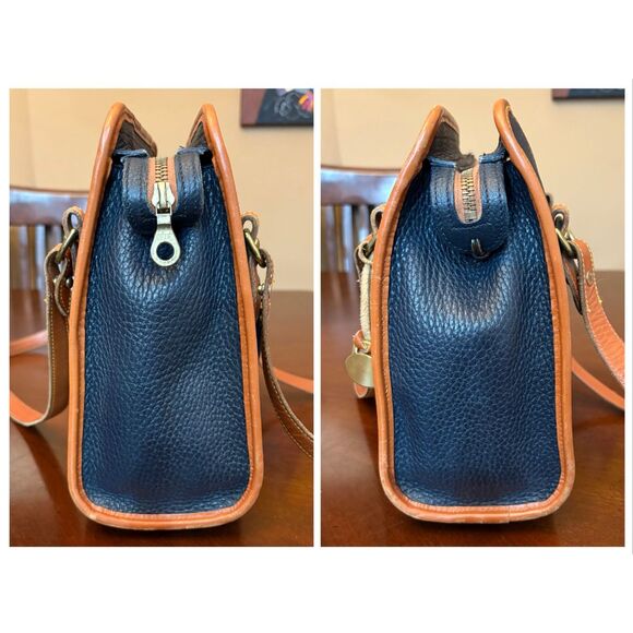 DOONEY & BOURKE - Vtg. All Weather Leather (AWL) Shoulder Bag/Navy & British Tan - Picture 11 of 16